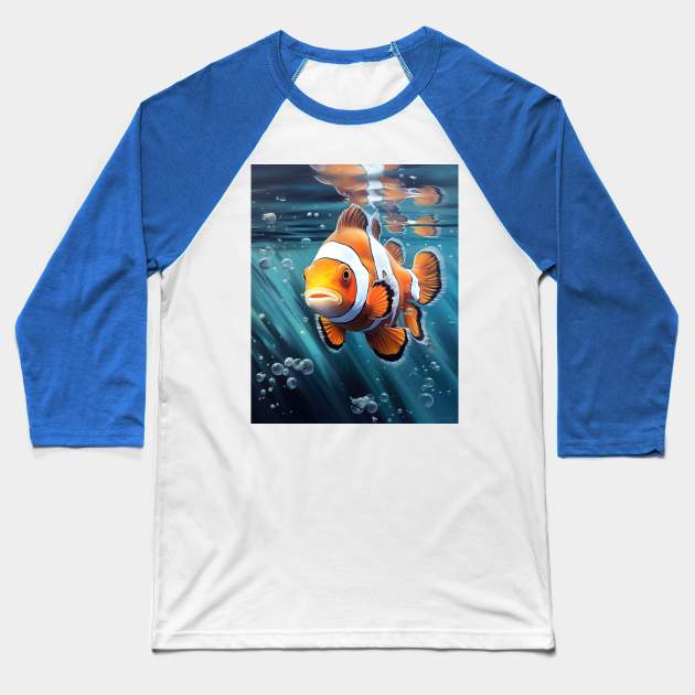 Oil paint Hyperrealism: Amazing Zoo Clownfish Baseball T-Shirt by ABART BY ALEXST 